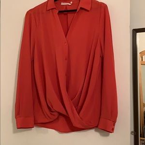 All in Favor size M coral cross front blouse